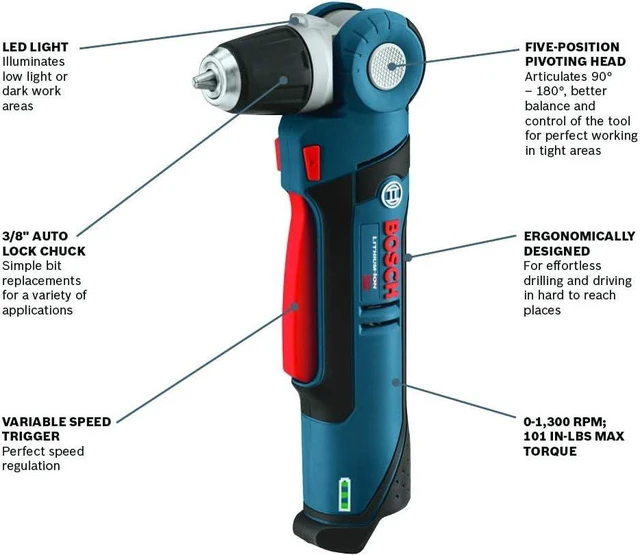 Alt view image 3 of 7 - Bosch PS11N 12V Max 3/8 in. Angle Drill (Bare Tool) , Blue