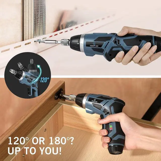 Alt view image 2 of 7 - Cordless Electric Screwdriver Set 6+1 Torque Gears 1/4 Hex Self-Lock Chuck 4V Small Rechargeable Screwdriver with 11 pcs Accessories Flashlight Charger Blue