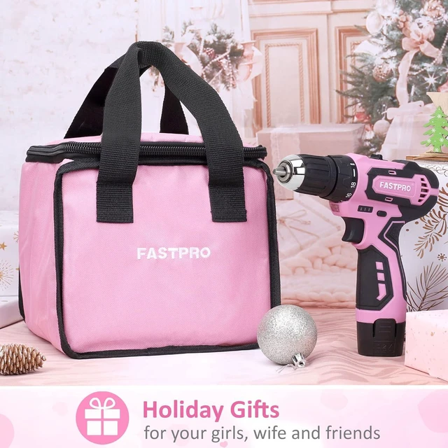 Alt view image 2 of 7 - FASTPRO 42-Piece 12V Pink Drill kit, Lithium-ion Cordless Drill Driver, 3/8 in. Drill Driver Set with One 1.5 Ah Batteries, Charger and Tool Bag
