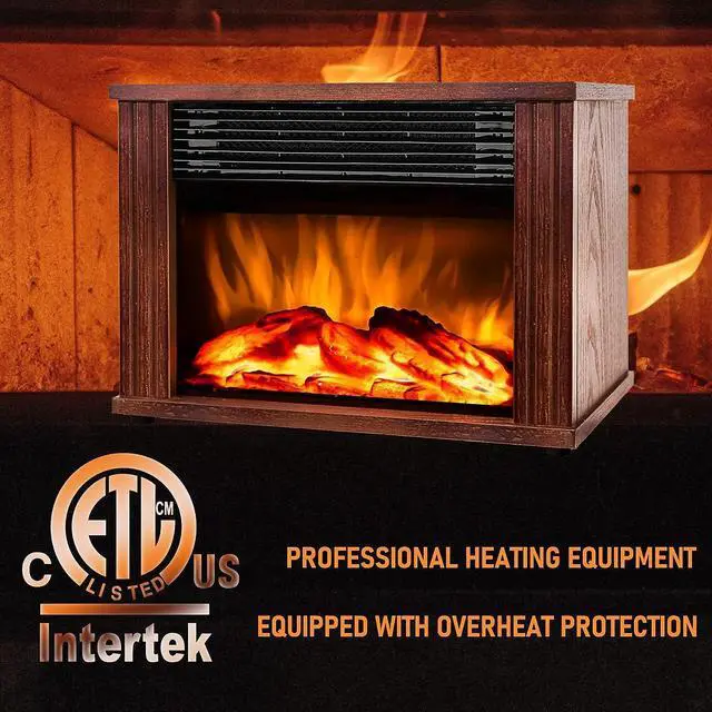 Alt view image 2 of 6 - DONYER POWER Mini Electric Fireplace 1500W Tabletop Fireplace Heater Protable, Wood Fram