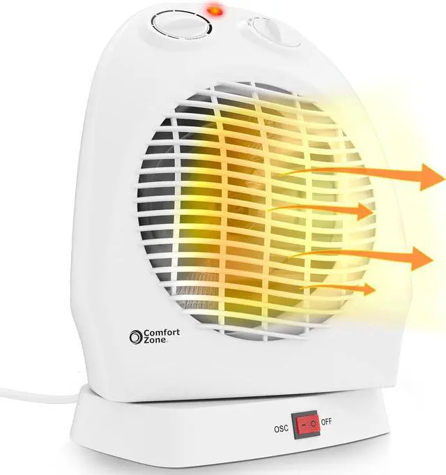 Main image of Comfort Zone Oscillating Space Heater with Adjustable Thermostat, Desktop, Fan-Forced, Portable, Overheat Sensor, Tip-Over Switch, Stay-Cool Housing, Ideal for Home, Bedroom, Office, 1,500W, CZ50