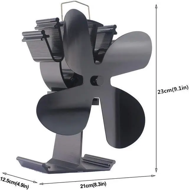 Alt view image 2 of 3 - VDSA 2018 Upgrade 4-Blade Heat Powered Fan for Wood Burning Stove Log Burner Fireplace - Eco Friendly and Efficient Fan (Black)