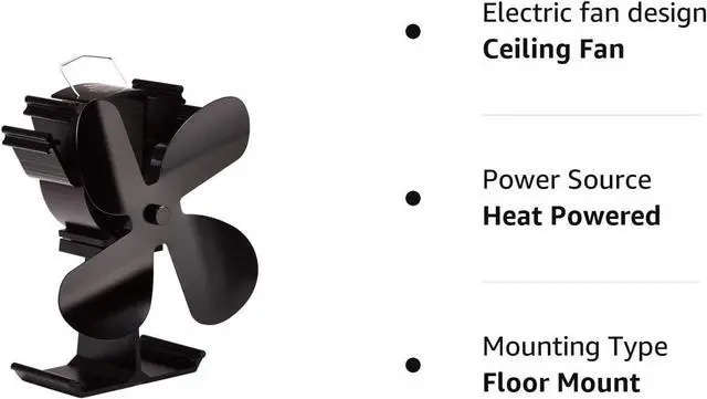 Alt view image 3 of 3 - VDSA 2018 Upgrade 4-Blade Heat Powered Fan for Wood Burning Stove Log Burner Fireplace - Eco Friendly and Efficient Fan (Black)