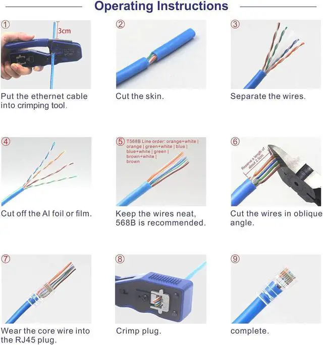 Alt view image 3 of 3 - VCELINK RJ45 Cat5e/Cat5 Pass Through Connectors, 100-Pack Ethernet Ends, RJ45 Modular Plugs for Solid or Stranded UTP Network Cable