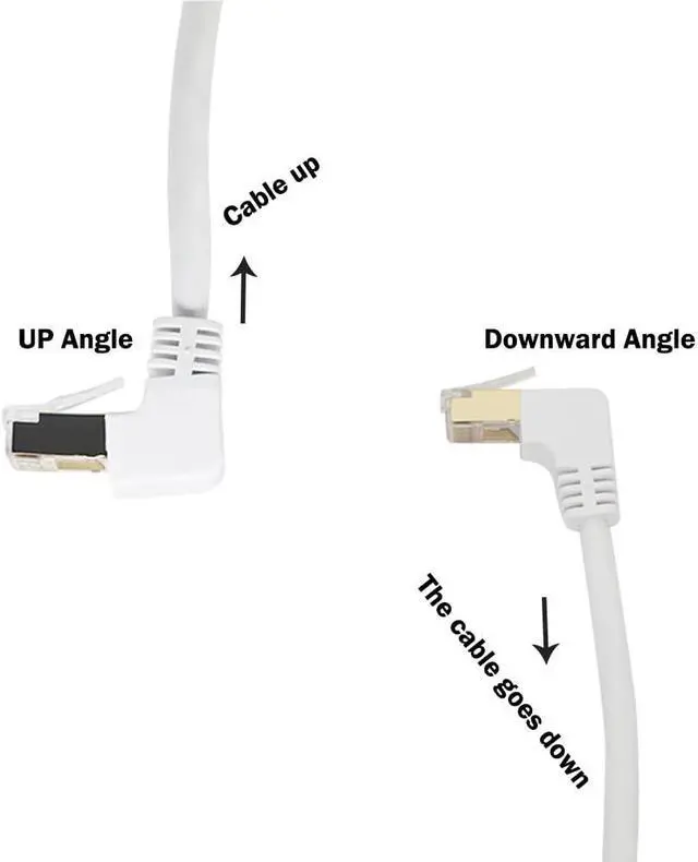 Alt view image 5 of 7 - Cat6 Ethernet Cable 90 Degree Downward Right Angle, Cat6 Right Angle Ethernet Cable for PC,Router,Modem,Printer,TV Box,24AWG FTP Cat6 Network Cable White (UP Angle, 6.6FT)