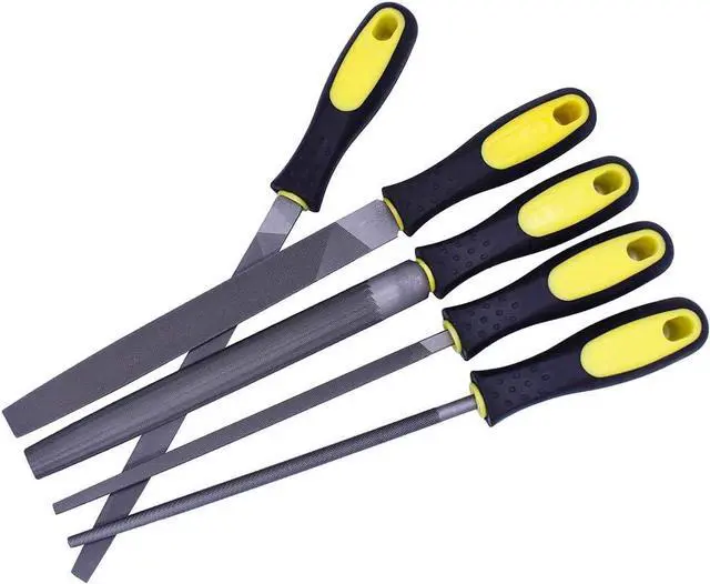 Alt view image 3 of 7 - LK-WORLD 10 Inch Premium Grade High Carbon Hardened Steel File Set/Comfortable Rubber Hand Grip Handles/Best For Shaping Wood/Leather/Metal & Sharpening Tools(5 Pcs)(Steel file, 10''Steel file)