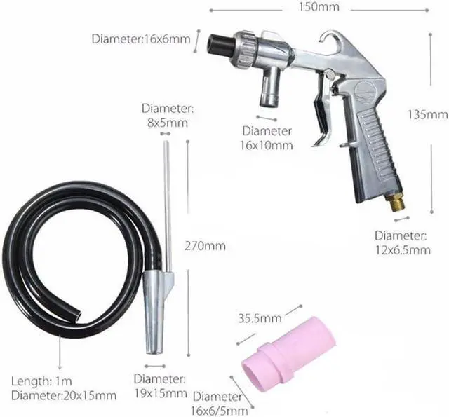 Alt view image 3 of 7 - Jewboer Sandblaster Sand Blaster Gun Kit for Abrasive Media Blaster Sandblasting Cabinet with Hose Nozzles Tip