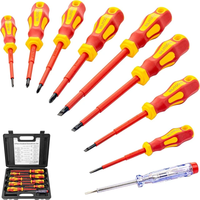 Main image of BILITOOLS Insulated Screwdriver Set, 1000V Electrical Screwdriver Insulated VDE Tools for Electrician Magnetic Phillips Slotted Pozidriv Tips