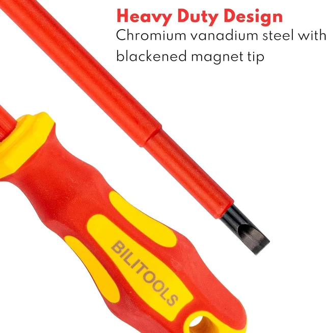 Alt view image 4 of 6 - BILITOOLS Insulated Screwdriver Set, 1000V Electrical Screwdriver Insulated VDE Tools for Electrician Magnetic Phillips Slotted Pozidriv Tips