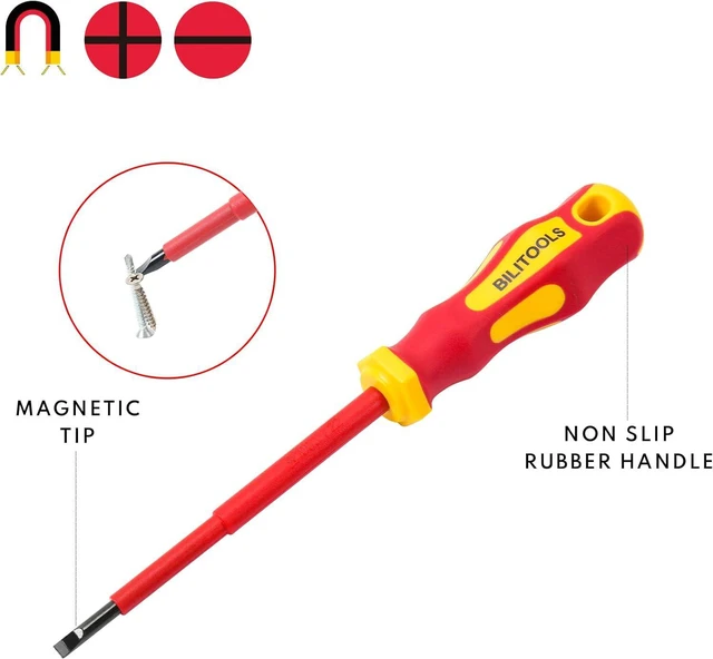 Alt view image 3 of 6 - BILITOOLS Insulated Screwdriver Set, 1000V Electrical Screwdriver Insulated VDE Tools for Electrician Magnetic Phillips Slotted Pozidriv Tips