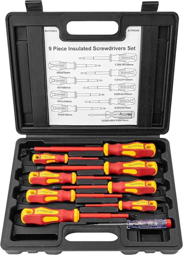 Alt view image 6 of 6 - BILITOOLS Insulated Screwdriver Set, 1000V Electrical Screwdriver Insulated VDE Tools for Electrician Magnetic Phillips Slotted Pozidriv Tips