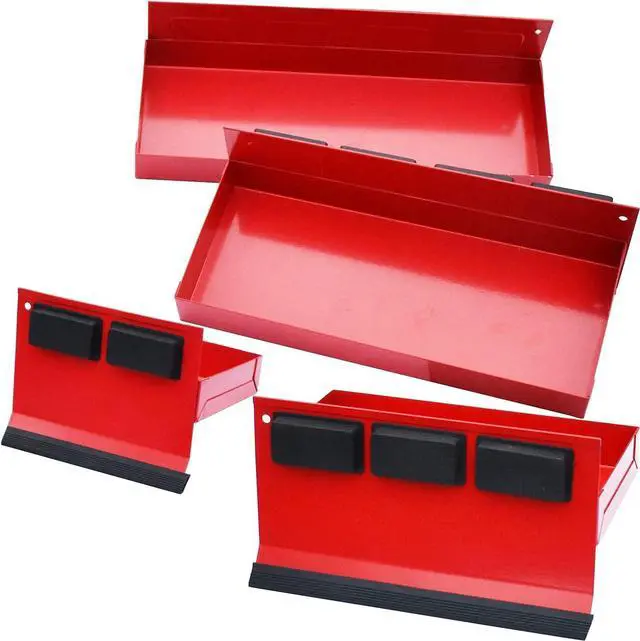 Main image of Magnetic Shelf 4-Pcs Set - Red Tool Trays - Metal Tool Box With Strong Magnets - Storage for Toolbox - Tool Box Accessories for Van Workshop