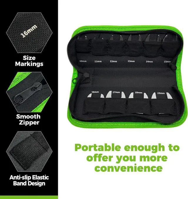 Alt view image 4 of 7 - Der Erwachte 10-Piece 3/8" Drive Crowfoot Wrench Set, Open End Wrench Set, Metric, Size Covers 10-19mm, CR-V Steel, Tools for Mechanics, Access Fasteners in Tight Spaceswith Zipper Bag