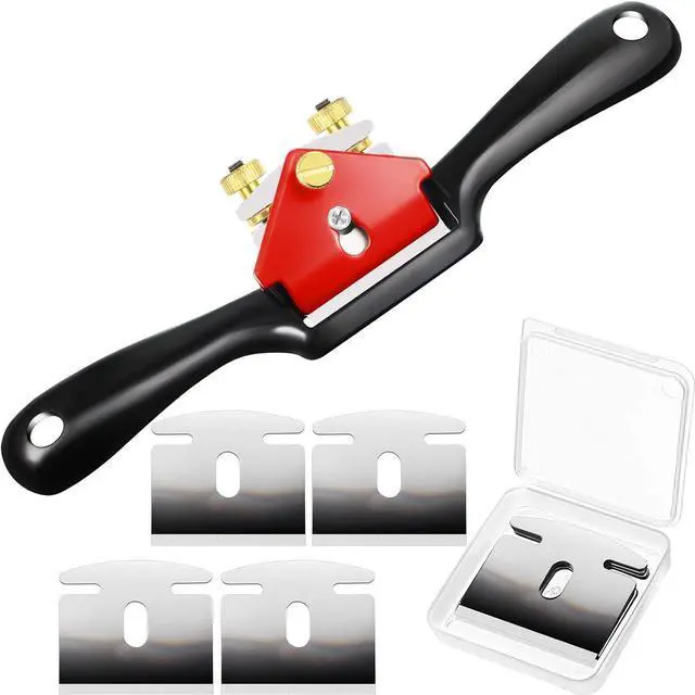 Main image of 6 Pieces Adjustable Spokeshave Set 1 Piece Adjustable Spokeshave with Flat Base and 5 Pieces Metal Blade, Metal Blade Wood Working Hand Tool Nice for Wood Craft, Wood Carver Working (9 Inch)