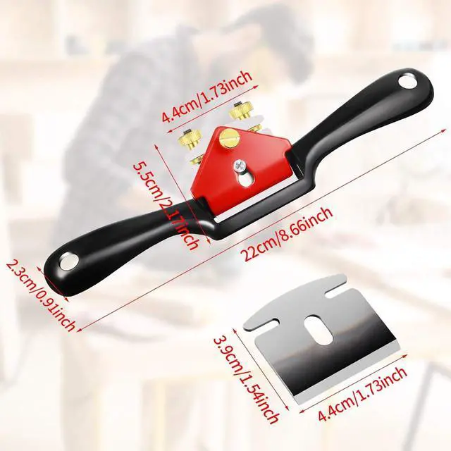 Alt view image 2 of 7 - 6 Pieces Adjustable Spokeshave Set 1 Piece Adjustable Spokeshave with Flat Base and 5 Pieces Metal Blade, Metal Blade Wood Working Hand Tool Nice for Wood Craft, Wood Carver Working (9 Inch)