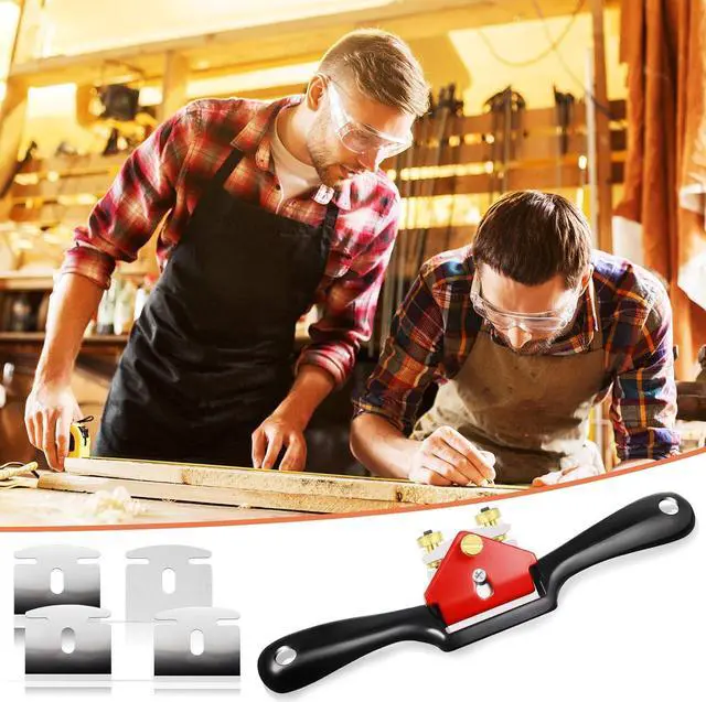 Alt view image 5 of 7 - 6 Pieces Adjustable Spokeshave Set 1 Piece Adjustable Spokeshave with Flat Base and 5 Pieces Metal Blade, Metal Blade Wood Working Hand Tool Nice for Wood Craft, Wood Carver Working (9 Inch)