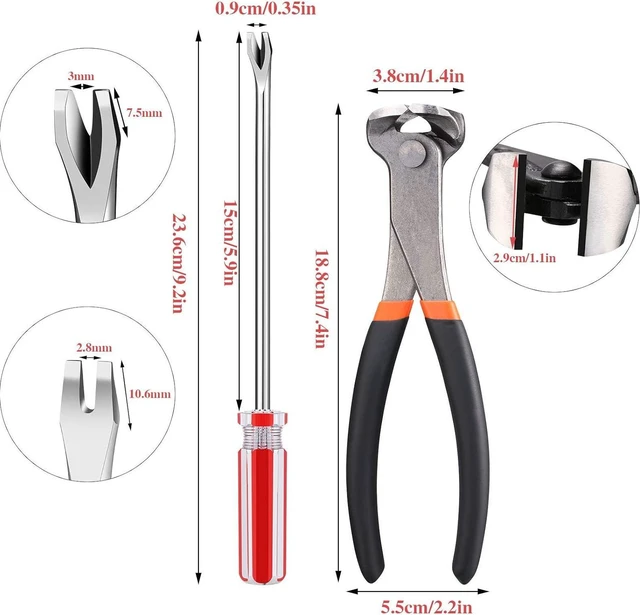 Alt view image 2 of 7 - 3 Packs Nail Puller Nail Remover Tool Nippers Tack Puller End Cutting Pliers Set 7 Inch Nail Nippers Pliers with 6 Inch Bendable U Tip, V Tip Tack Puller to Remove Nails Jewelry Wire Cutter