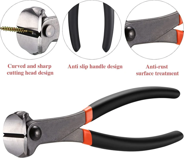 Alt view image 4 of 7 - 3 Packs Nail Puller Nail Remover Tool Nippers Tack Puller End Cutting Pliers Set 7 Inch Nail Nippers Pliers with 6 Inch Bendable U Tip, V Tip Tack Puller to Remove Nails Jewelry Wire Cutter
