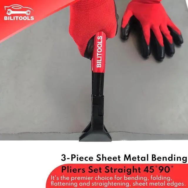 Alt view image 2 of 6 - 3-Piece Hand Seamer Sheet Metal Tools, Sheet Metal Bending Pliers Set Straight, 45° & 90° Bending Tool Comfort with Grip Handle