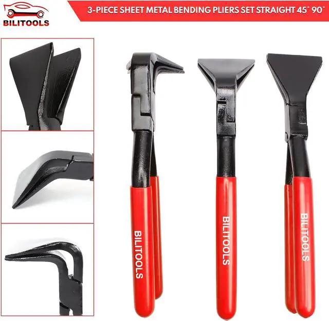 Alt view image 6 of 6 - 3-Piece Hand Seamer Sheet Metal Tools, Sheet Metal Bending Pliers Set Straight, 45° & 90° Bending Tool Comfort with Grip Handle