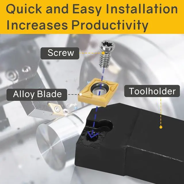 Alt view image 6 of 7 - Lathe Turning Tool 21Pcs Kit 5/8'' 16mm Shank 7 Pcs Metal Lathe Tool Holder Set with 14 Pcs Turning Inserts for Turning Grooving Threading Boring Carbide Inserts Carbide Turning Tool