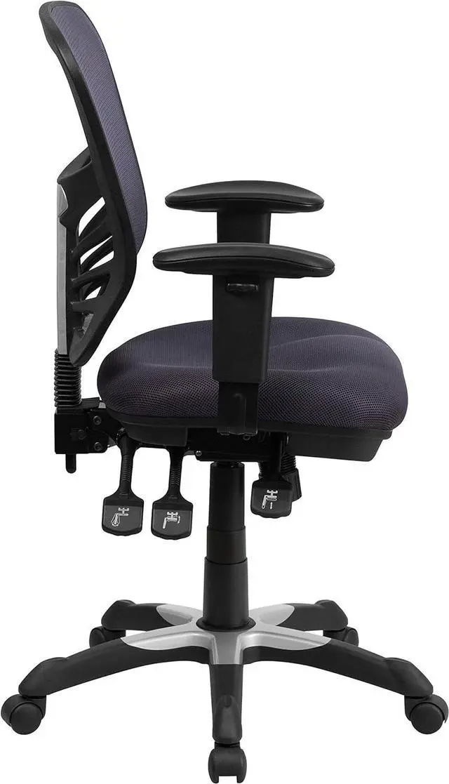 Alt view image 6 of 7 - Flash Furniture Nicholas Mid-Back Swivel Office and Gaming Chair, Ergonomic Mesh Office Chair with Adjustable Lumbar Support and Height, Dark Gray