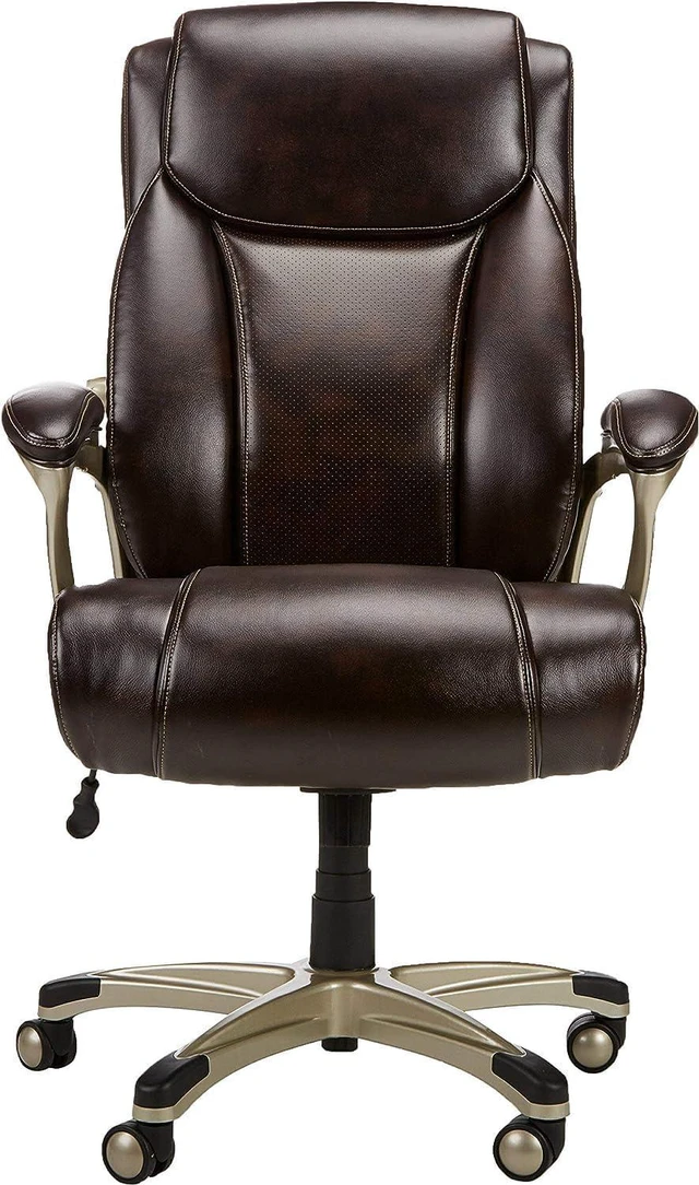 Alt view image 2 of 6 - Amazon Basics Big & Tall Executive Office Desk Chair - Adjustable with Armrest, 350-Pound Capacity - Black with Pewter Finish