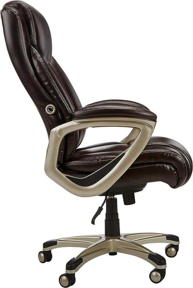 Alt view image 3 of 6 - Amazon Basics Big & Tall Executive Office Desk Chair - Adjustable with Armrest, 350-Pound Capacity - Black with Pewter Finish