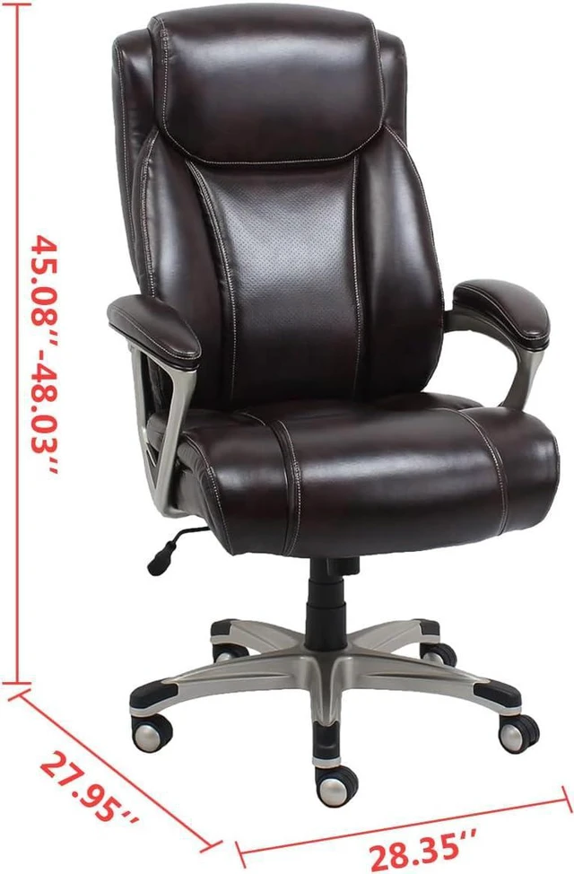 Alt view image 5 of 6 - Amazon Basics Big & Tall Executive Office Desk Chair - Adjustable with Armrest, 350-Pound Capacity - Black with Pewter Finish