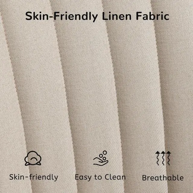 Alt view image 6 of 7 - Furniliving Mid Century Modern Swivel Accent Chair for Living Room, Wood Desk Chair with Arms Mid Back Arm Chairs Upholstered Vanity Chair No Wheels for Home Office/Bedroom, Faux Linen Beige