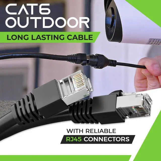 Alt view image 2 of 7 - GearIT Cat6 Outdoor Cable - 100ft Waterproof Direct Burial 23AWG Cat 6 Ethernet - FTP Foil Twisted Pair, Shielded, LLDPE Waterproof and UV Resistant