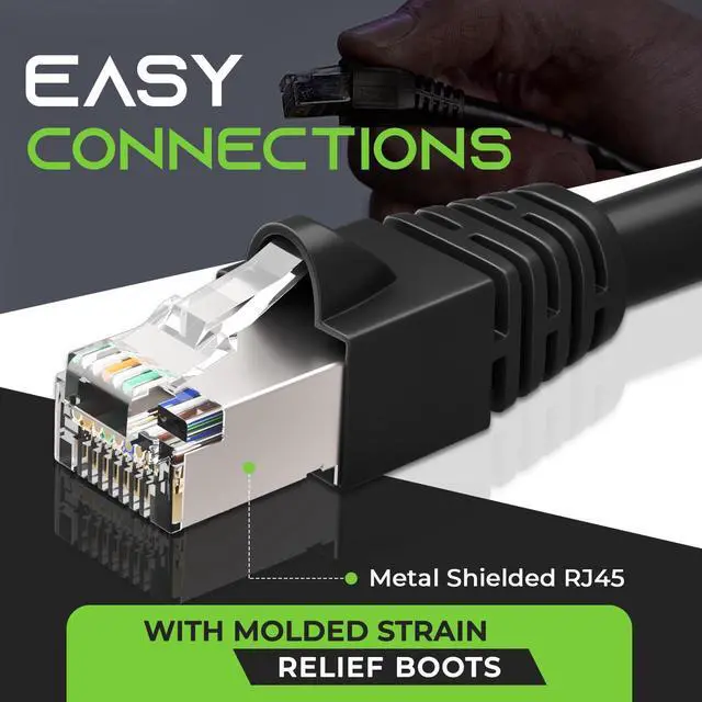 Alt view image 5 of 7 - GearIT Cat6 Outdoor Cable - 100ft Waterproof Direct Burial 23AWG Cat 6 Ethernet - FTP Foil Twisted Pair, Shielded, LLDPE Waterproof and UV Resistant