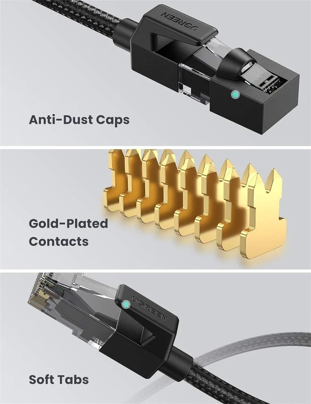 Alt view image 7 of 7 - UGREEN Cat 6 Ethernet Cable Braided Cat6 Gigabit High Speed 1000Mbps Internet Cable RJ45 Shielded Network LAN Cord Compatible for PC PS5 PS4 PS3 Xbox Smart TV Router 10FT