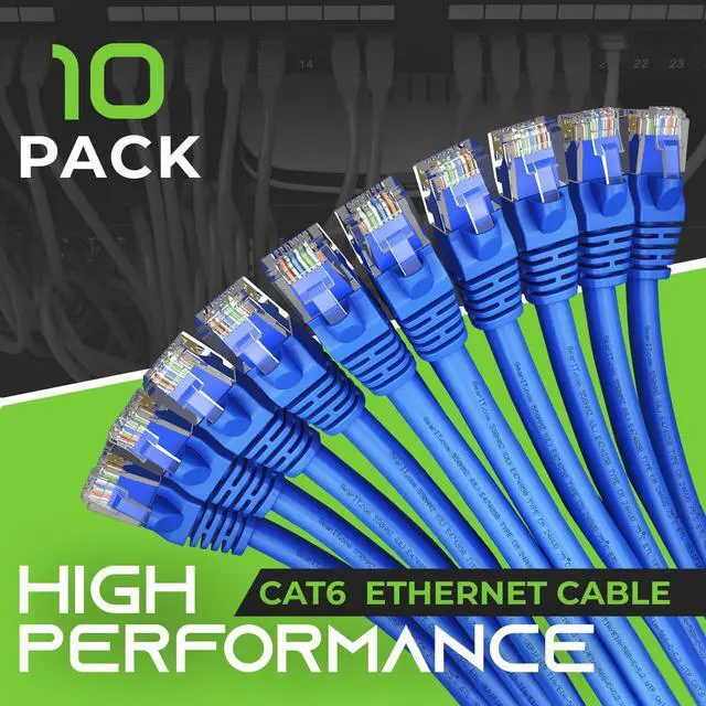 Alt view image 2 of 7 - GearIT Cat 6 Ethernet Cable 10 ft (10-Pack) - Cat6 Patch Cable, Cat 6 Patch Cable, Cat6 Cable, Cat 6 Cable, Cat6 Ethernet Cable, Network Cable, Internet Cable - Blue 10 Feet