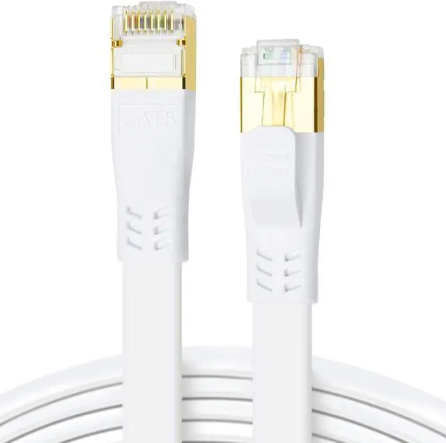 Main image of DDMALL CAT 8 Ethernet Cable, 3ft High Speed 40Gbps 2000MHz Flat SFTP CAT8 Patch Cord, Gigabit Internet Network LAN Cable with Gold Plated RJ45 for Gaming, Modem, Router, Xbox, PC (3ft White)