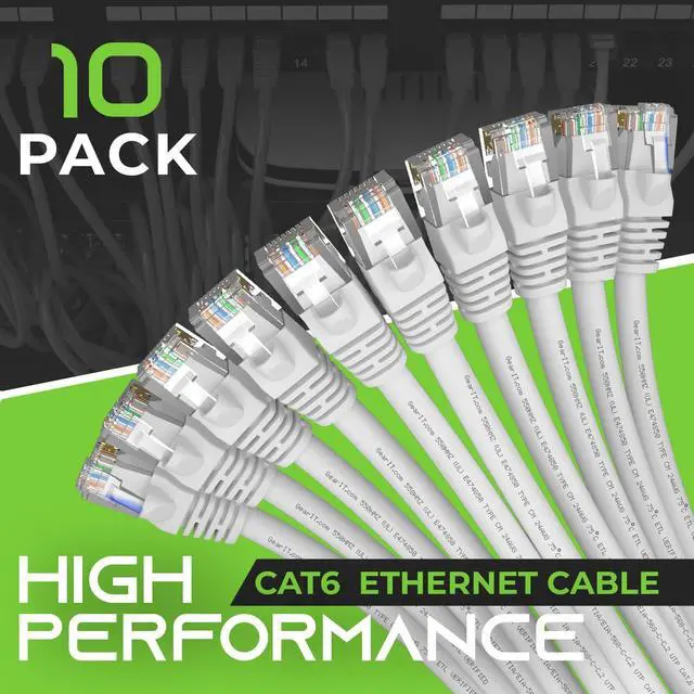 Alt view image 2 of 7 - GearIT 10 Pack, Cat 6 Ethernet Cable Cat6 Snagless Patch 25 Feet - Computer LAN Network Cord, White - Compatible with 10 Port Switch POE 10port Gigabit