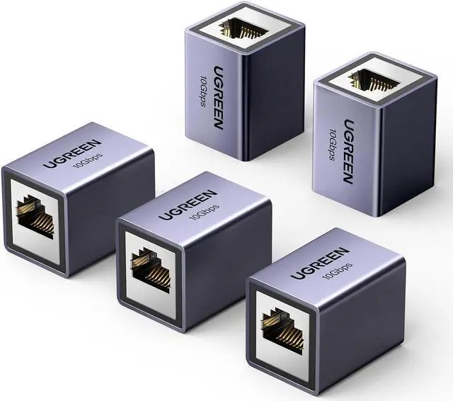 Main image of RJ45 Coupler 10Gbps, 5 Pack Ethernet Extender, Cat8 Cat7 Cat6 Cat5 Ethernet Cable Extender Adapter, 328ft LAN Connector in Line Coupler Female to Female Aluminum Alloy