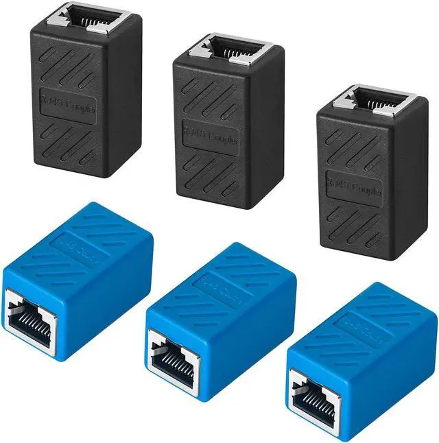 Main image of HuaHengHT Cat6 Ethernet RJ45 Coupler Female to Female Inline Coupler 8p8c Internet Cable Connectors Extender Adapter (6, Multicolored)