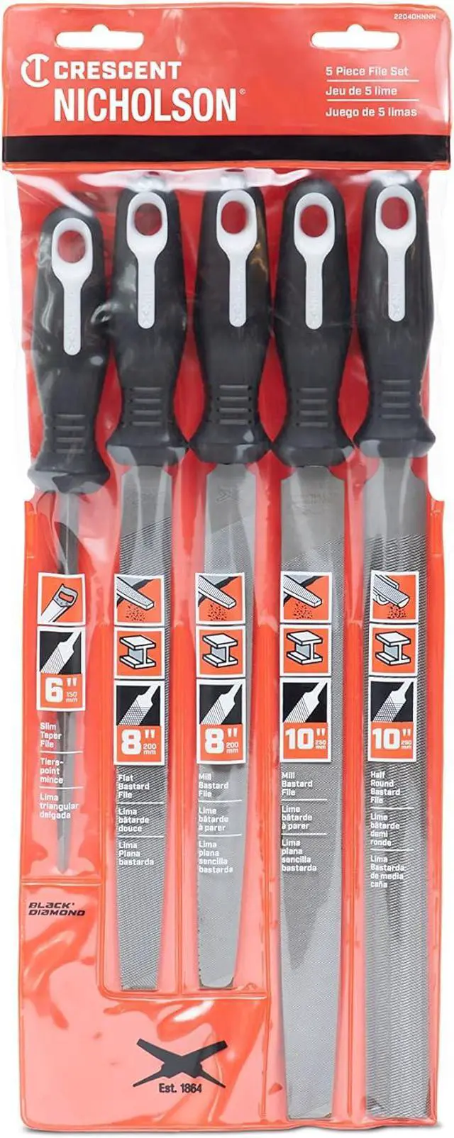 Alt view image 4 of 5 - Crescent 5 Piece General Purpose File Set with Ergonomic Handles | 22040HNNN