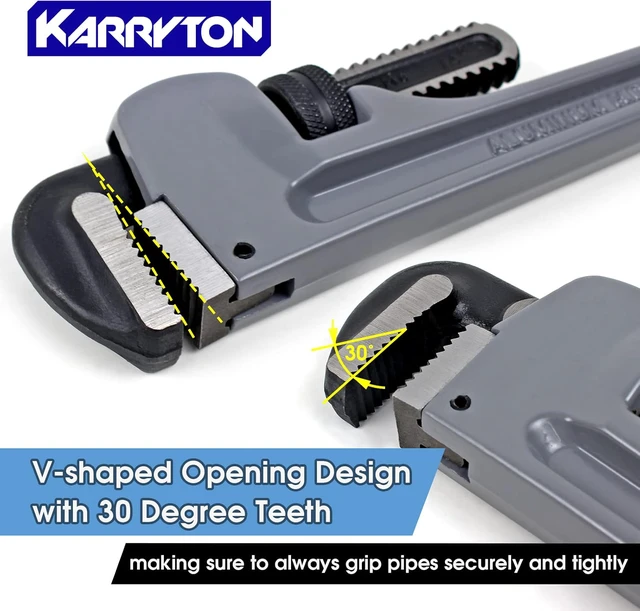 Alt view image 4 of 7 - Aluminum Pipe Wrench Set, 10" 14" 18" 24"(4 Pack) Adjustable Straight Handle Plumbing Wrench Set, Heavy Duty Plumbers Tool with Drop Forged Jaw,Exceed the Standard GGG