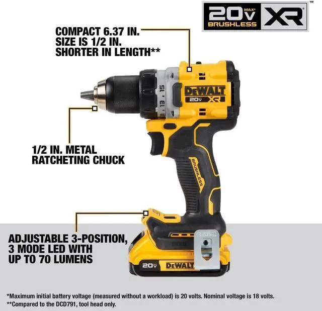 Alt view image 4 of 7 - DEWALT 20V MAX* XR Cordless Drill and Impact Driver Kit, Power Tool Combo Kit, Brushless, with 2 Batteries and Charger (DCK248D2)