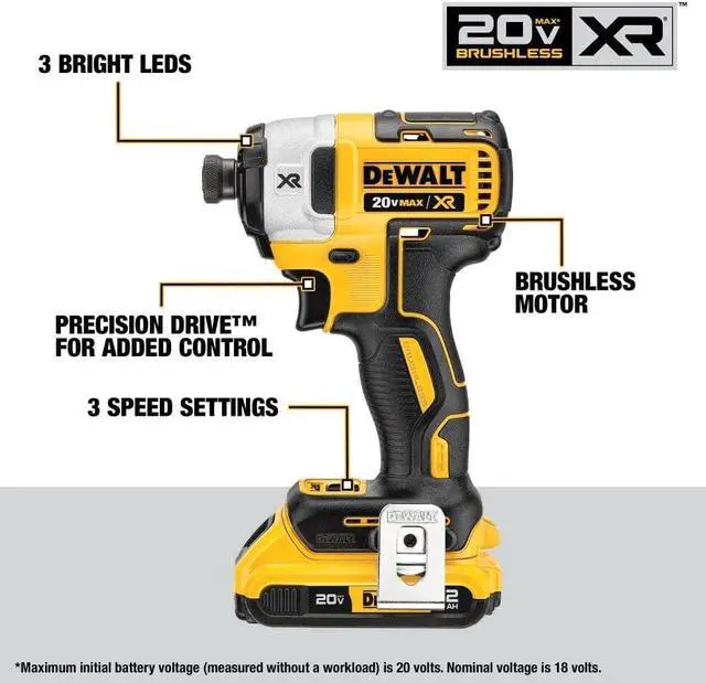 Alt view image 5 of 7 - DEWALT 20V MAX* XR Cordless Drill and Impact Driver Kit, Power Tool Combo Kit, Brushless, with 2 Batteries and Charger (DCK248D2)