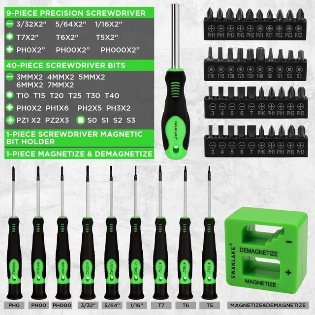 Alt view image 3 of 7 - SWANLAKE 86PCS Magnetic Screwdriver Set Includes Slotted/Phillips/Torx Mini Precision Screwdriver Replaceable Screwdriver Bits and nut drivers With Sturdy tool box