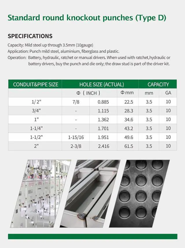 Alt view image 5 of 5 - Hydraulic Knockout Punch Electrical Conduit Hole Cutter Set KO Tool Kit 1/2 to 2 inch (8T(1/2"-2"))