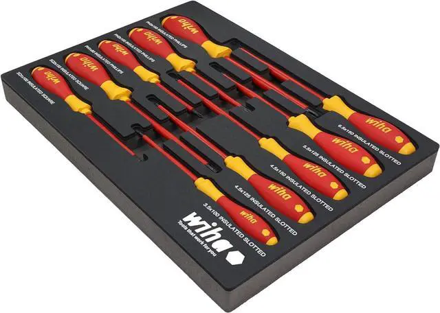 Alt view image 2 of 6 - Wiha 32080 10 Piece Insulated SoftFinish Cushion Grip Screwdriver Tray Set