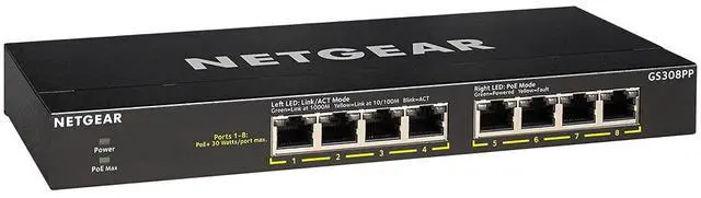 Main image of 8-Port PoE+ Gigabit Ethernet Unmanaged Essentials Switch (GS308PP) - with 8 x PoE+ @ 83W, Desktop or Wall Mount