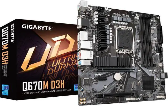 Alt view image 2 of 11 - gigabyte q670m d3h (lga1700/ intel/ q670/ m-atx/ ddr5/ dual m.2/ pcie 4/ usb 3.2 gen2 type-c/intel 2.5gbe lan/motherboard)