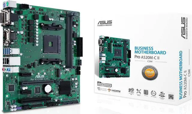 Alt view image 11 of 11 - Asus A520M-C II/CSM Desktop Motherboard - AMD Chipset - Socket AM4 - Micro ATX - Ryzen 3, Ryzen 5, Ryzen 7, Ryzen 9, Ryzen 3 PRO, Ryzen 5 Pro, Ryzen 7 PRO, Ryzen 9 PRO Processor Supported DDR4 SDRAM M