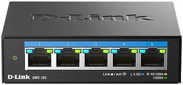 Alt view image 2 of 2 - D-Link 5-Port 2.5GB Unmanaged Gaming Switch with 5 x 2.5G - Multi-Gig, Network, Fanless, Plug & Play (DMS-105),Black