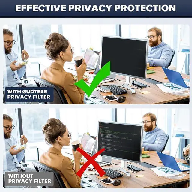 Alt view image 6 of 6 - [2-Pack HD Computer Privacy Screen 24 inch, Upgraded Monitor Privacy Screen for 16:9 Widescreen Removable Anti Glare Computer Screen Cover and Blue Light UV-Blocking Screen Privacy Filter